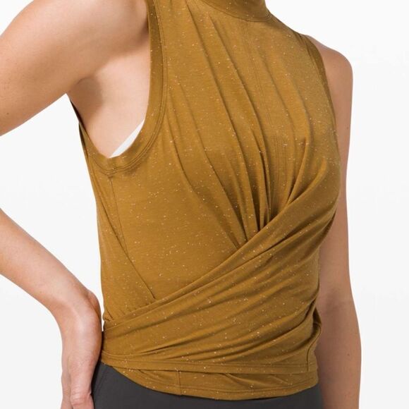 LULULEMON Time to Restore Mock Neck Tank Spiced Bronze White Women’s Size 2 - Picture 4 of 9